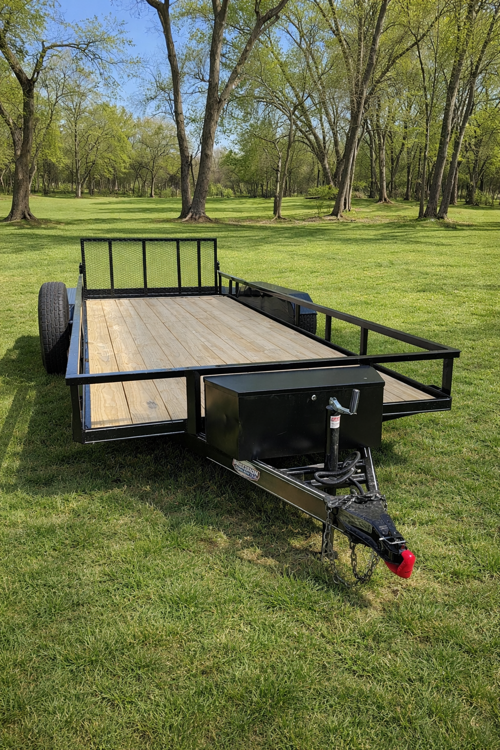 Utility trailer front hitch and toolbox